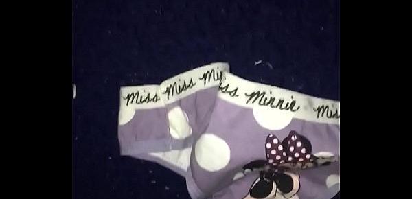  Cum on Minnie Mouse panties thong